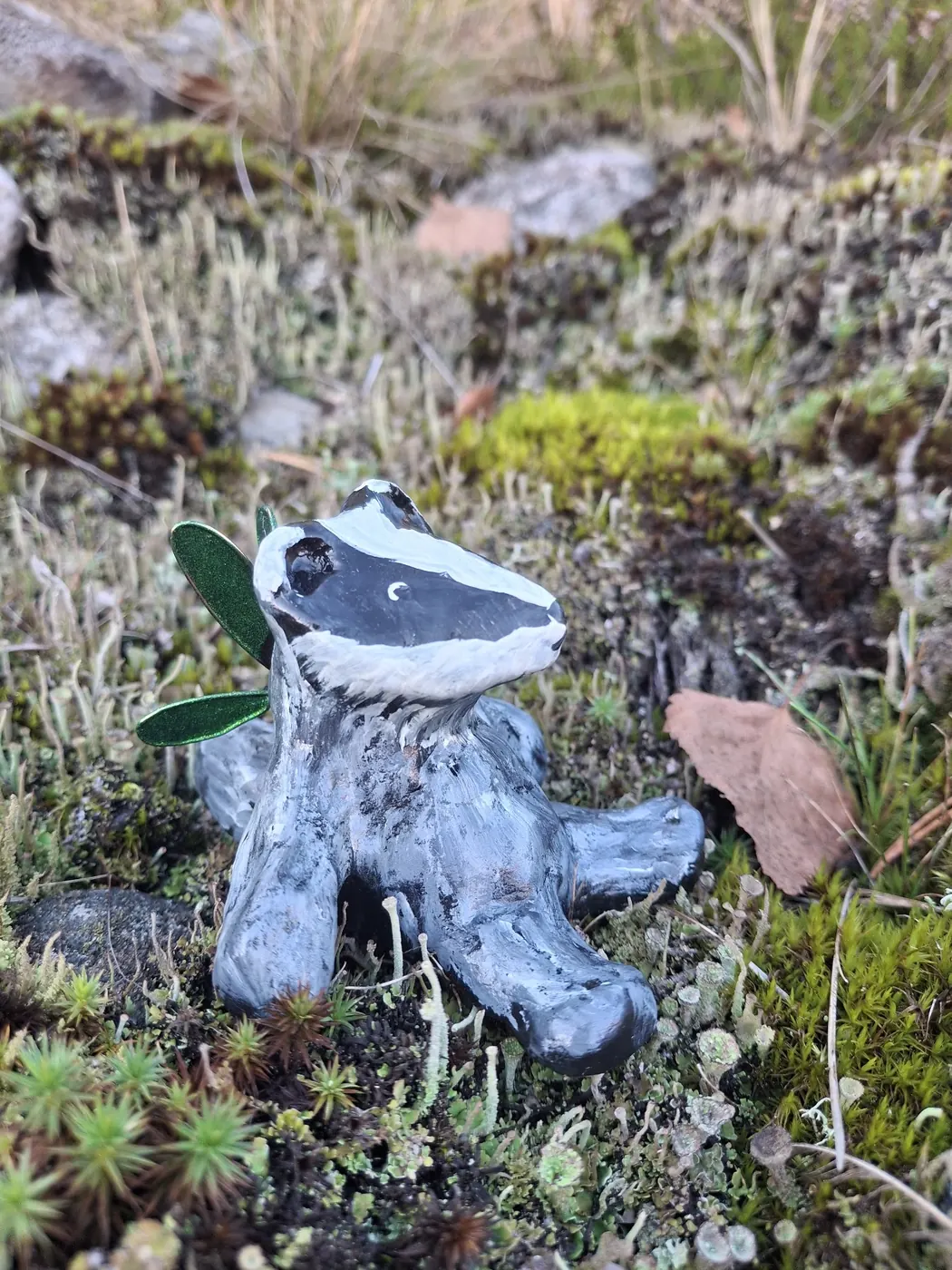 Mäyrähahmo jäkälän keskellä